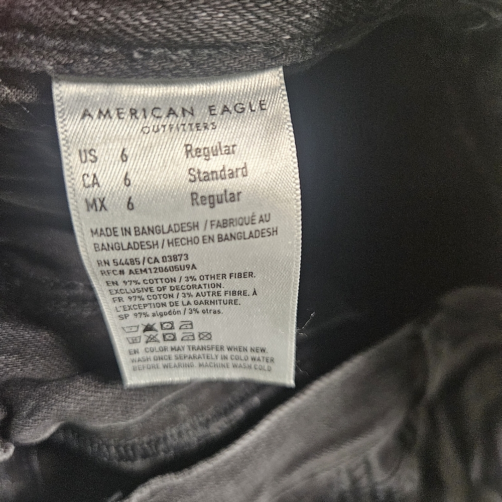 American Eagle Baggy Cargo Wide Leg Jeans Women's Size 6 Super‎ High Rise Black - Picture 10 of 13